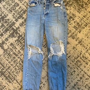 Women's Distressed Blue Jeans